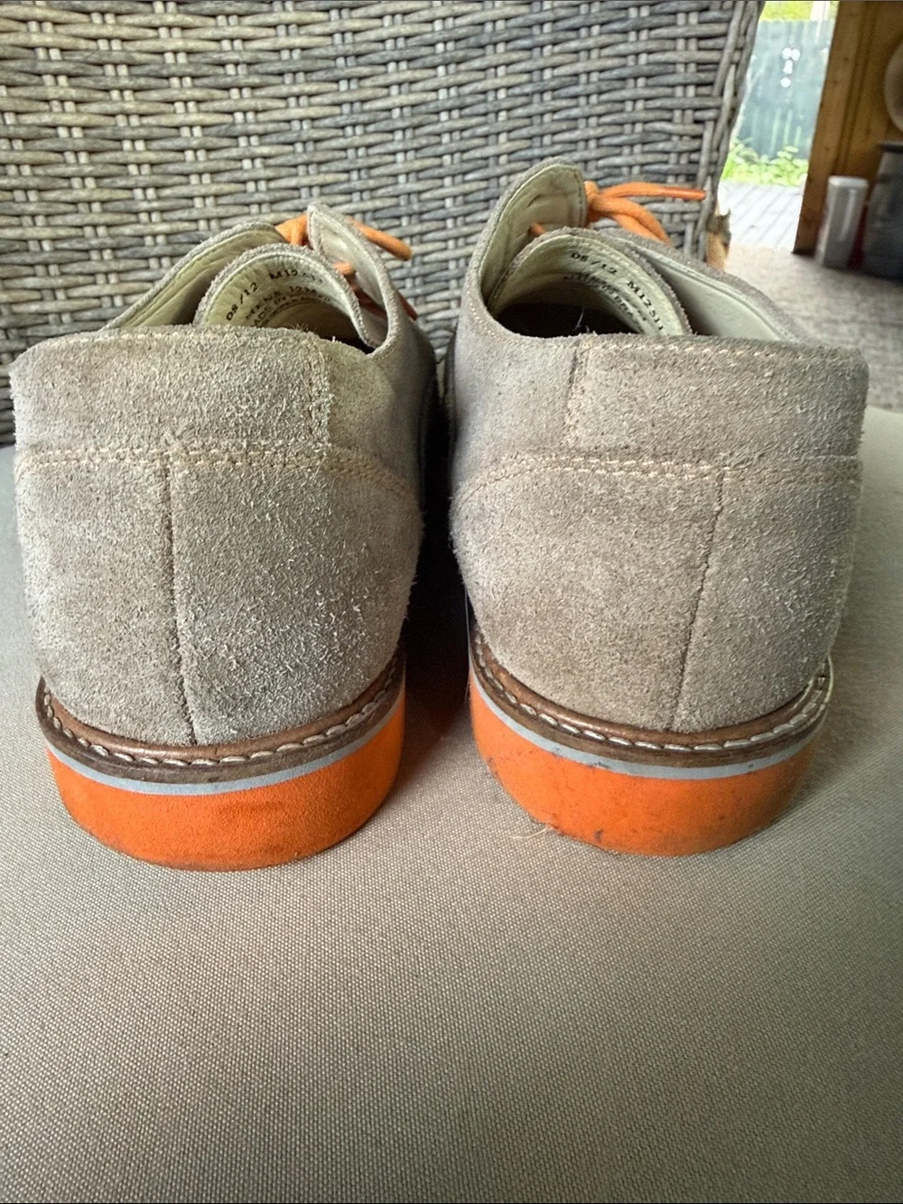 1901 Nordstrom Mens Tan Suede Oxford with Orange Laces